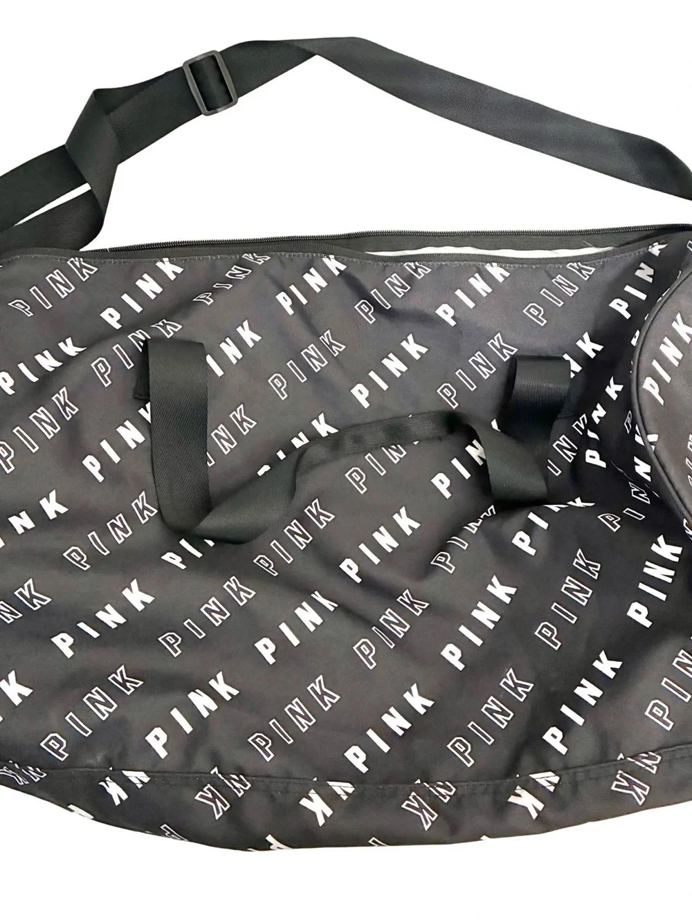 PINK Victoria's Secret Black Logo Duffel Bag